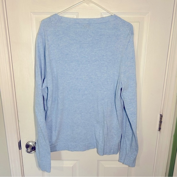 J. Crew Women Teddie Sweater X-Large Blue Preppy Coquette Wool Cotton Crewneck - Picture 8 of 13